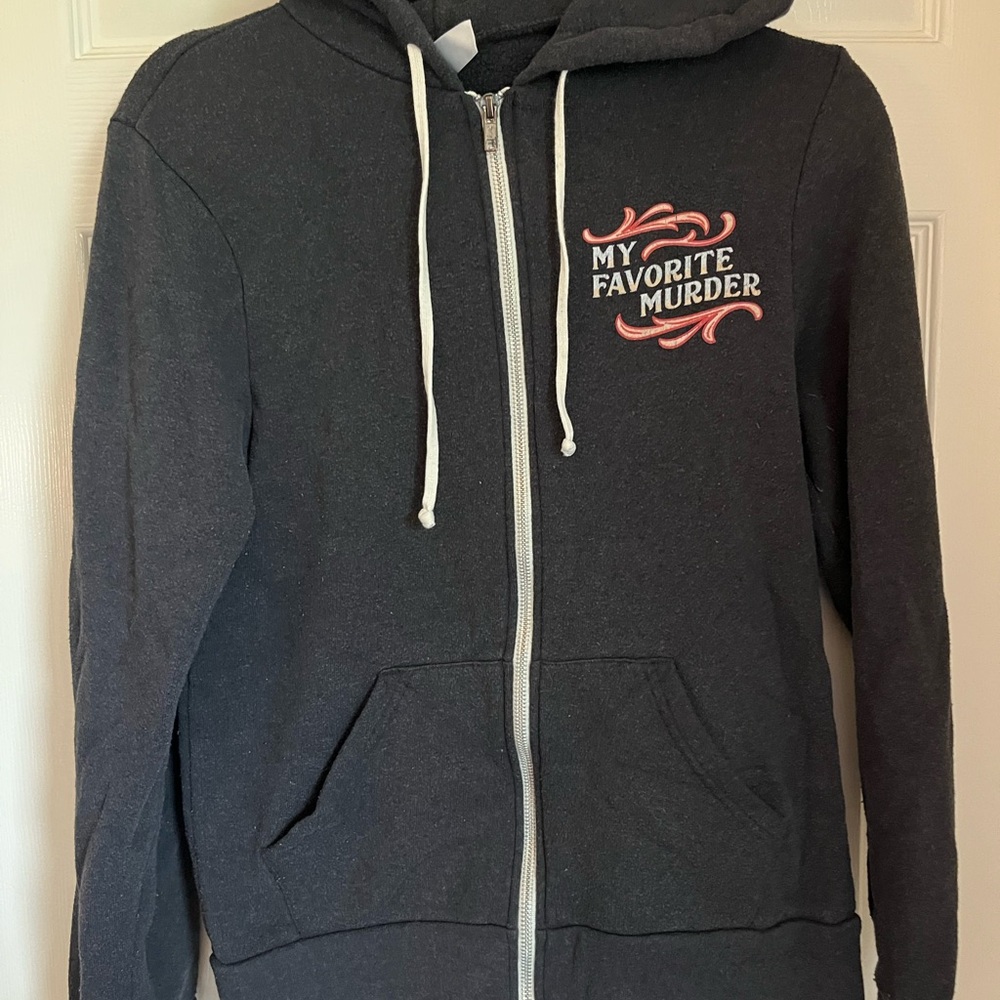My Favorite Murder Live Show Merch Gray Zip-Up Hoodie with Graphic